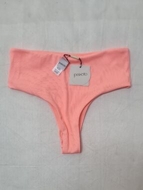 Peixoto Ribbed High-Cut Bikini Bottom - Coral